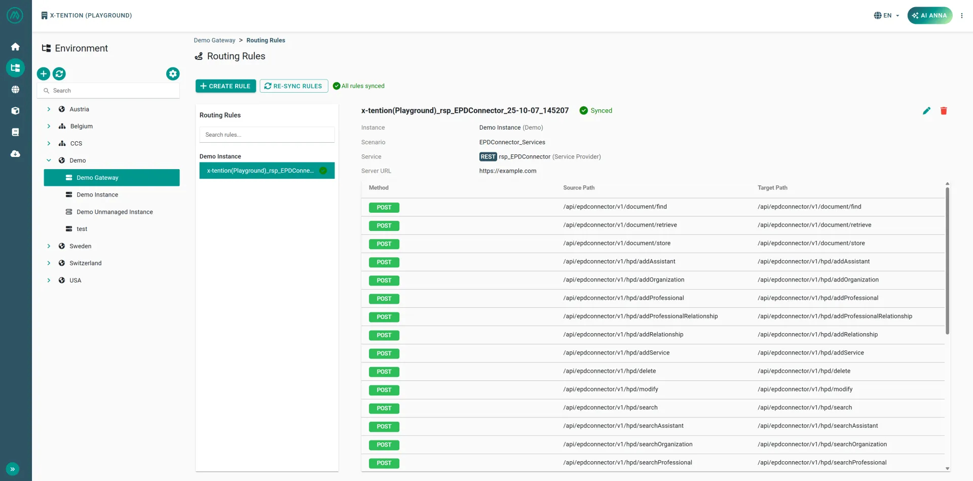 Creating routing rules Screenshot routing rules